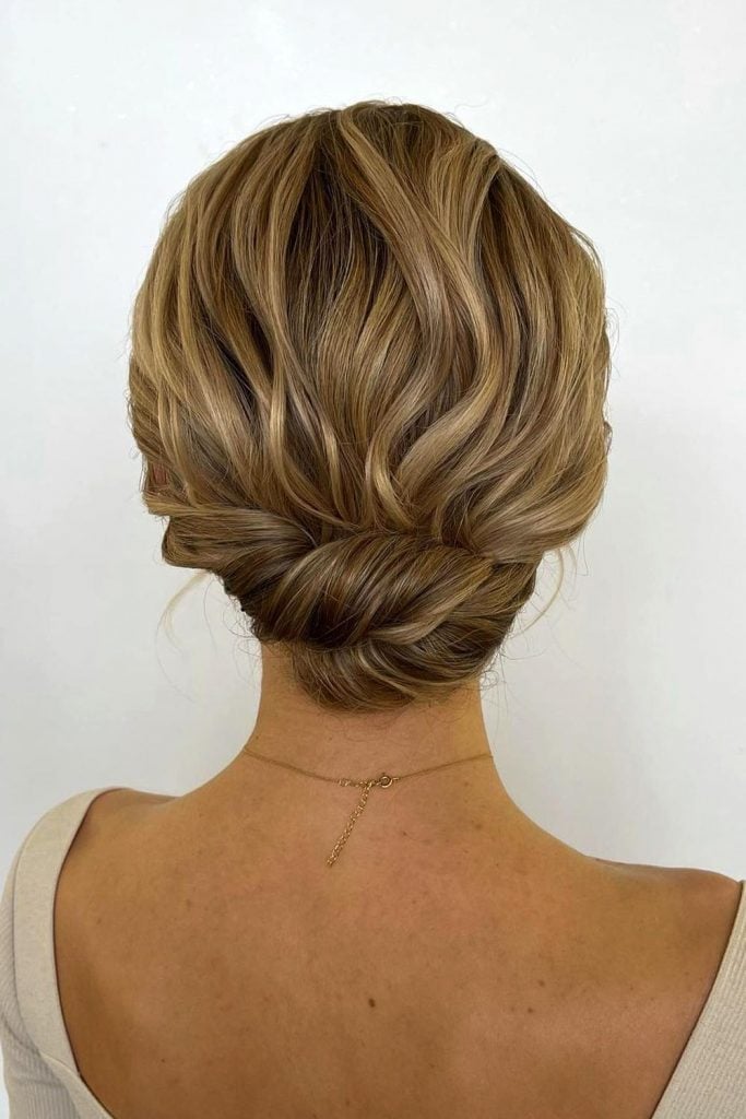 Ash Blonde Voluminous Twisted Low Bun — Updos for Short Hair