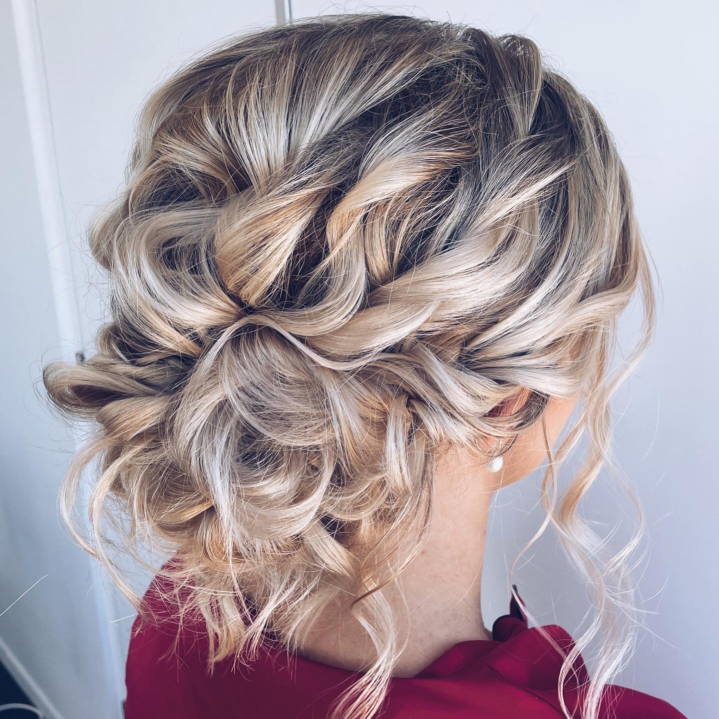 Blonde Loose Textured Updo With Curls — Updos for Short Hair