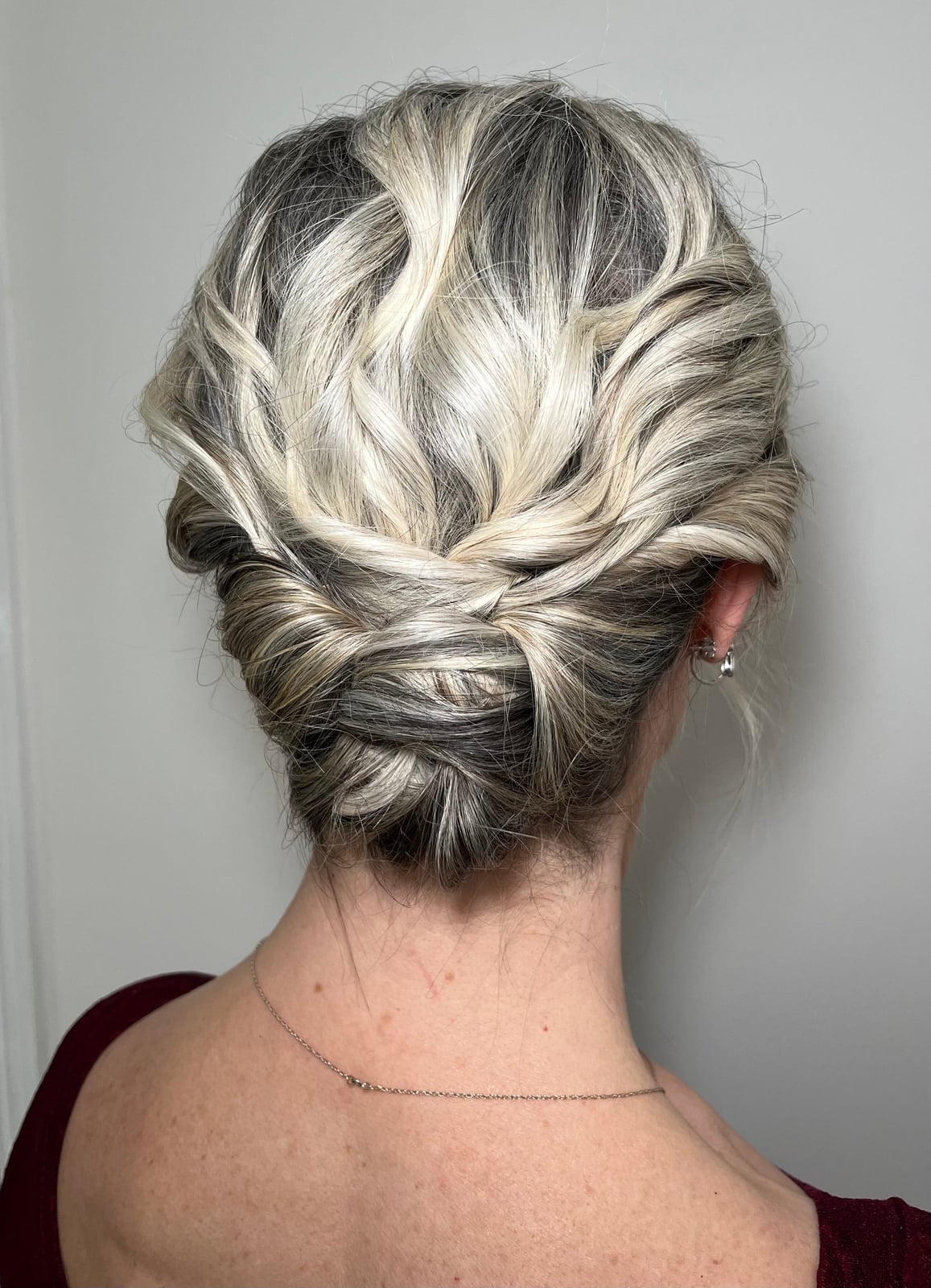 Ash Blonde Chin Bob With Intricate Twists — Updos for Short Hair