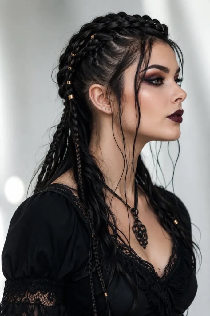 Braided Black Mid-Back Hair — Vampire Haircut
