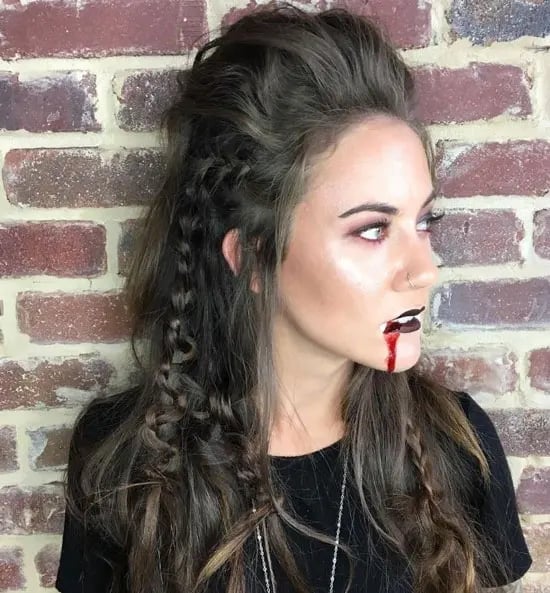 Braided Dark Brown Hair With Teased Volume — Vampire Haircut