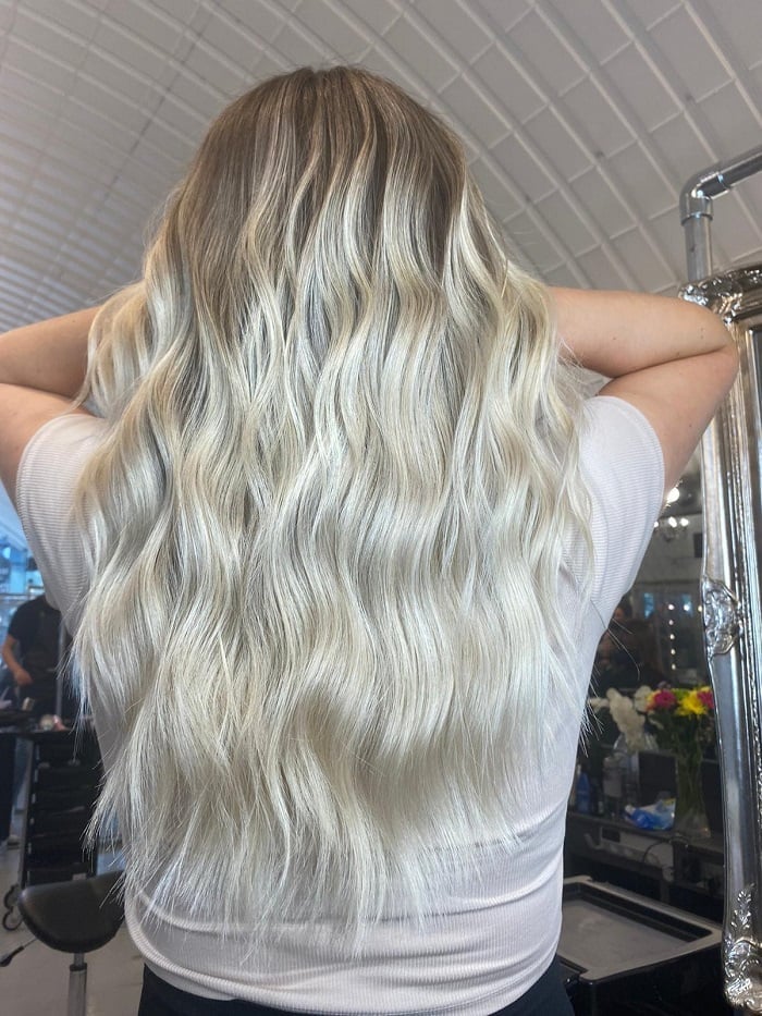 Mid-Back Creamy Vanilla Blonde With Subtle Highlights Mid-Back Creamy Vanilla Blonde With Subtle Highlights