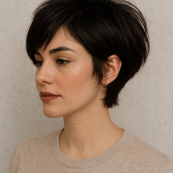 Dark Brown Pixie With Piecey Fringe — Very Short Haircuts