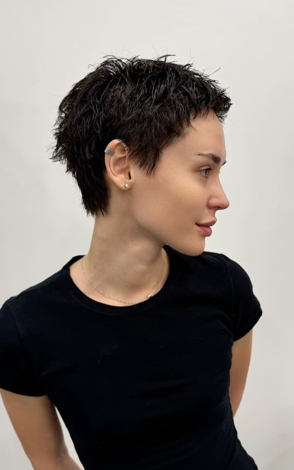 Soft Black Pixie With Choppy Texture — Very Short Haircuts
