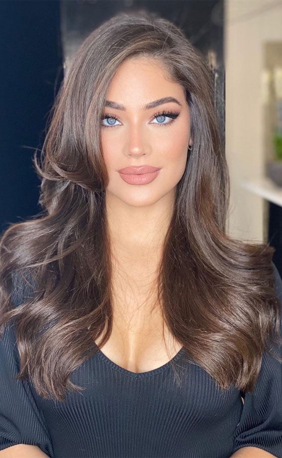 Collarbone Warm Chestnut Brown With Face-Framing Layers — Warm Brown Hair