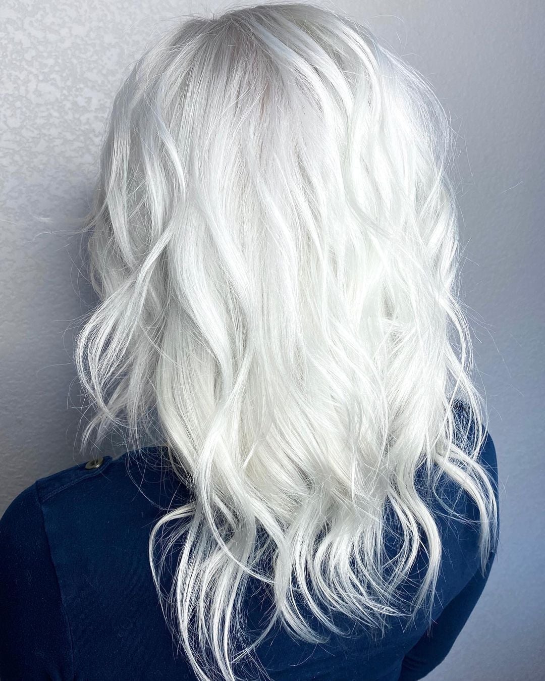 Shoulder Length White Choppy Layered Bob — White Hair