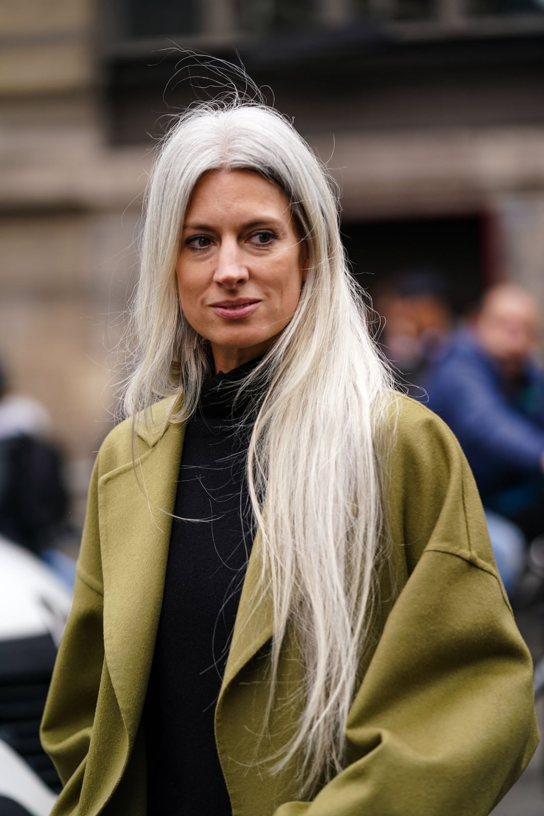 Natural Air-Dried Mid-Back White Layers — White Hair