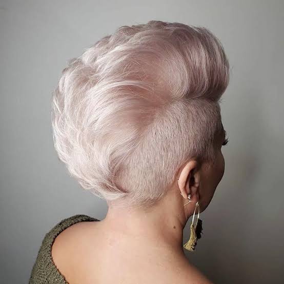 Platinum Blonde Undercut Pixie With Volume — White Hair