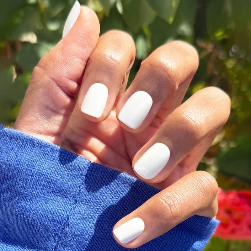 Striking White Chrome Extra Short Squoval Nails — White Nails