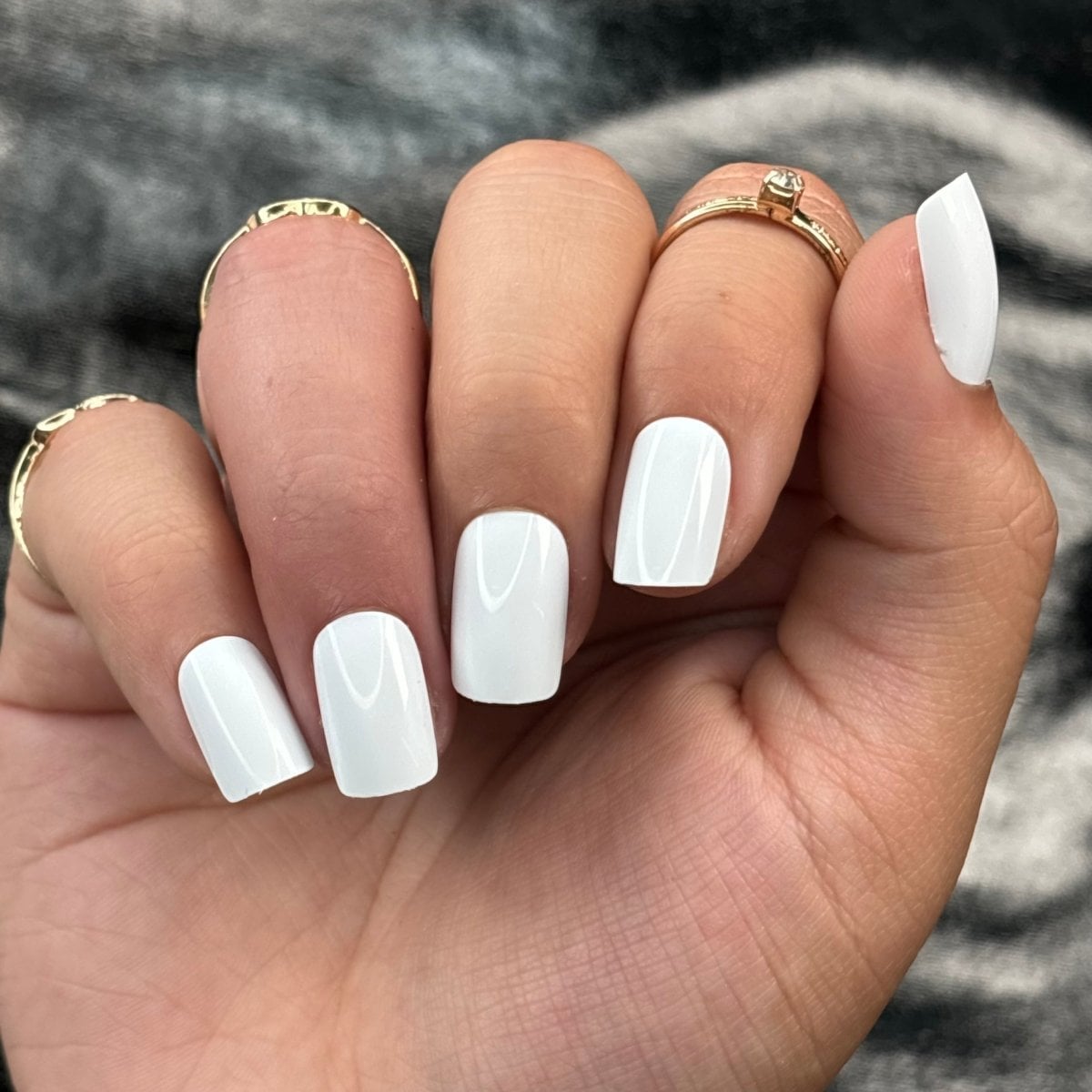 Clean Glossy Pure White Short Square Nails — White Nails