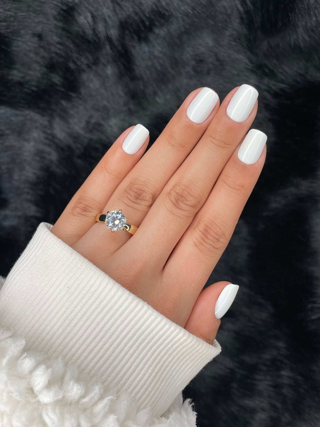 Glossy Opaque White Short Square Nails — White Nails