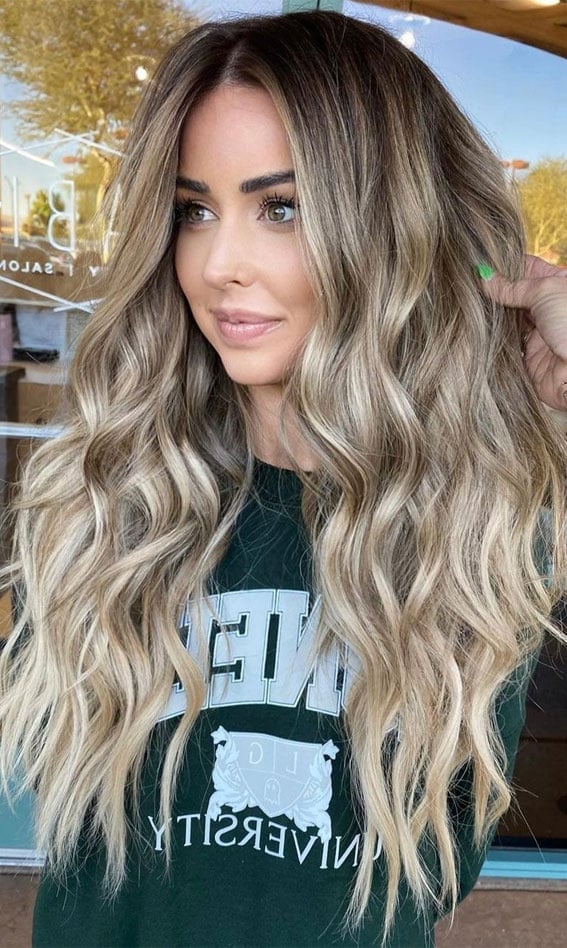 Mid-Back Ash Blonde Balayage With Curtain Bangs Mid-Back Ash Blonde Balayage With Curtain Bangs — Winter Balayage