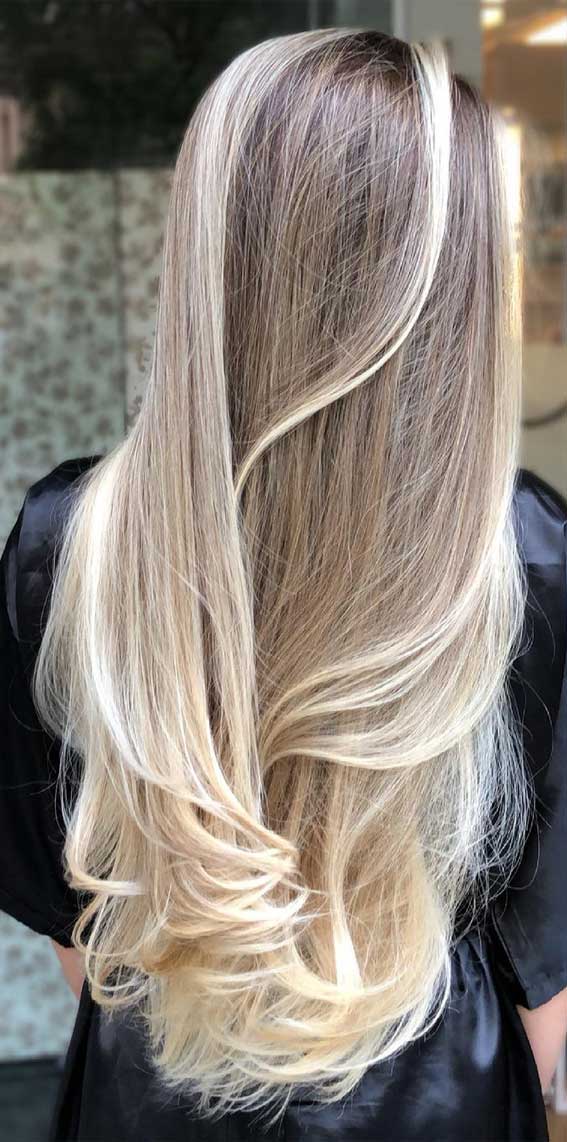 Mid-Back Dark Blonde With Light Blonde Balayage Mid-Back Dark Blonde With Light Blonde Balayage — Winter Balayage