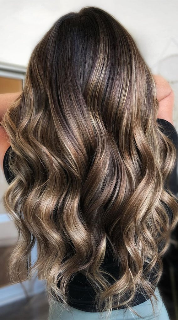 Mid-Back Medium Brown With Golden Caramel Balayage Mid-Back Medium Brown With Golden Caramel Balayage — Winter Balayage