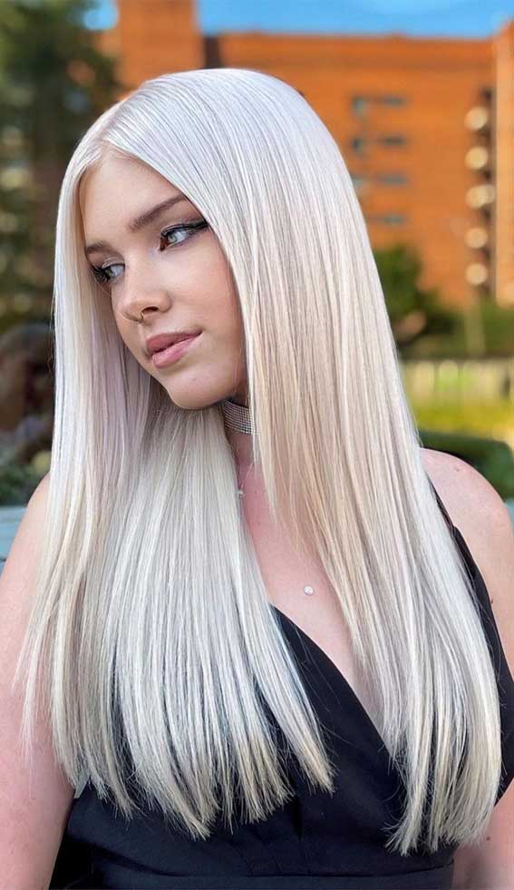 Mid-Back Platinum Blonde With Light Beige Tone Mid-Back Platinum Blonde With Light Beige Tone — Winter Blonde Hair