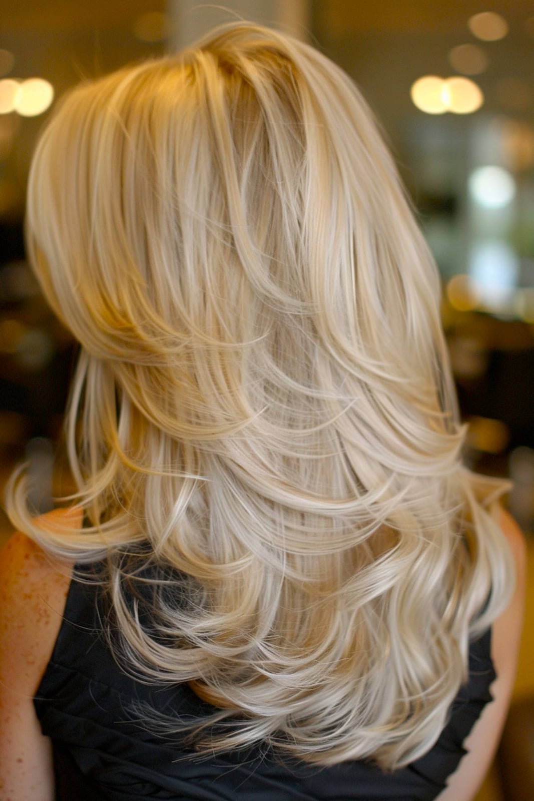 Mid-Back Ash Blonde With Subtle Highlights, Wavy Mid-Back Ash Blonde With Subtle Highlights, Wavy — Winter Blonde Hair
