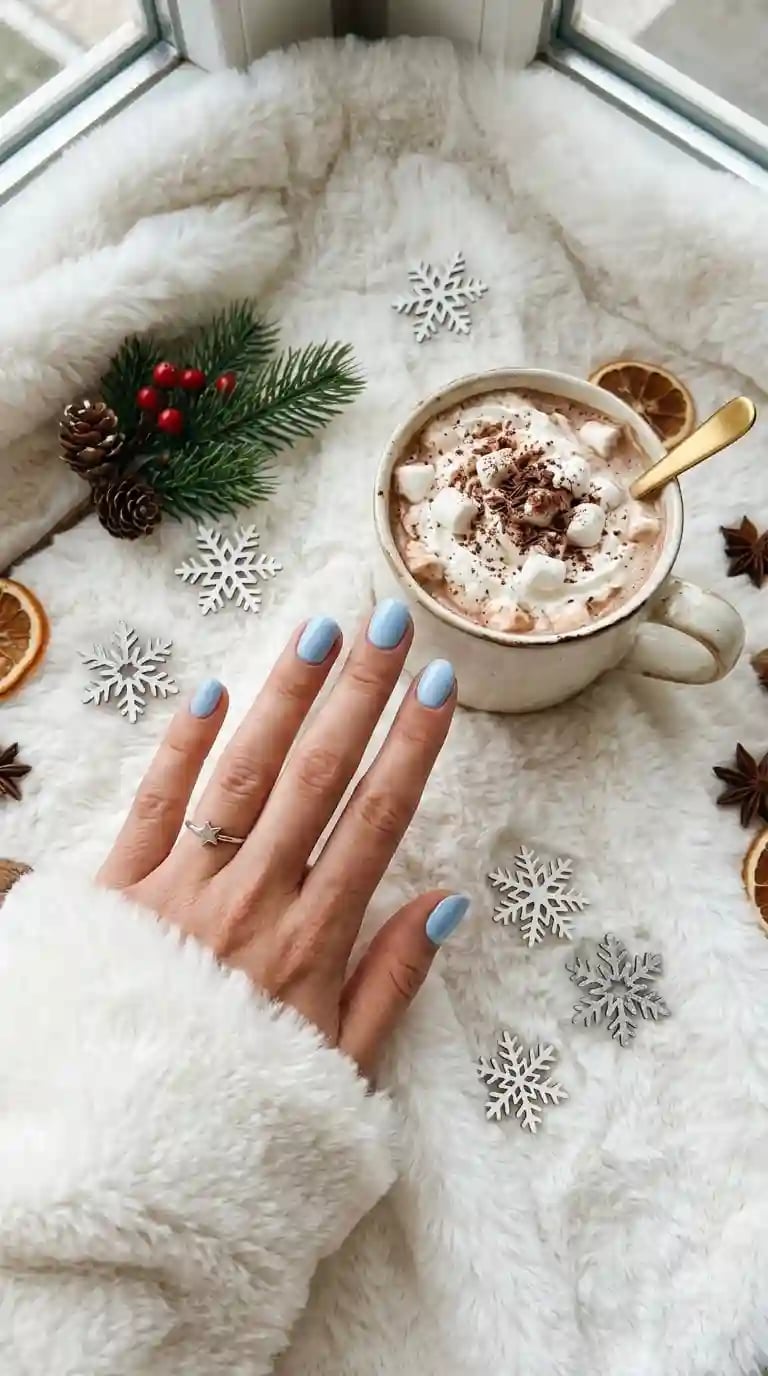 Soft Matte Baby Blue Short Square Nails Soft Matte Baby Blue Short Square Nails — Winter Blue Nails