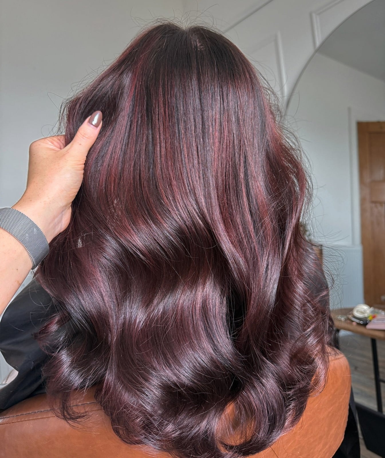 Mid-Back Deep Burgundy With Red Highlights — Winter Highlights