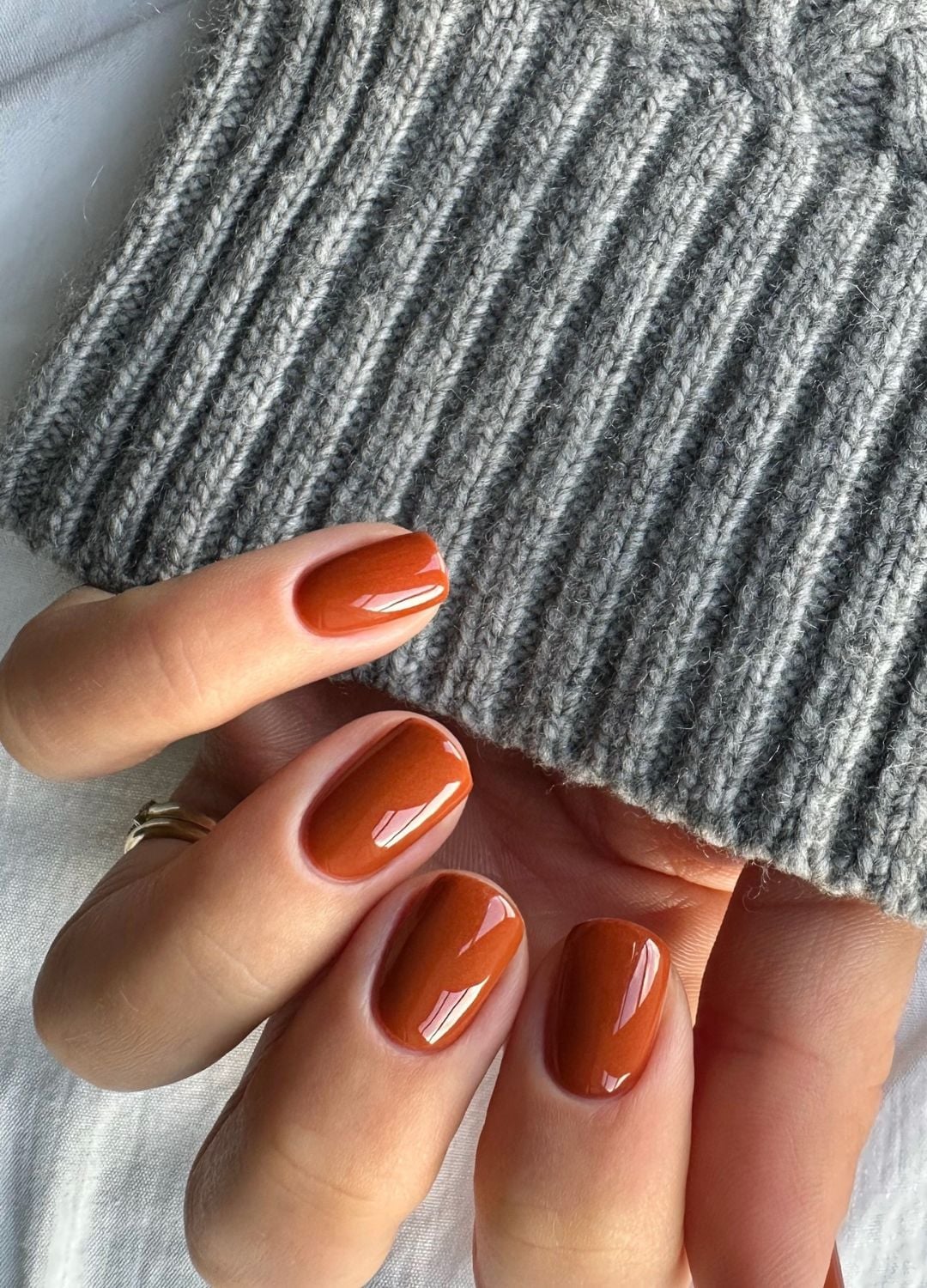 Burnt Orange Glossy Short Square Nails Burnt Orange Glossy Short Square Nails — Winter Nail Colors