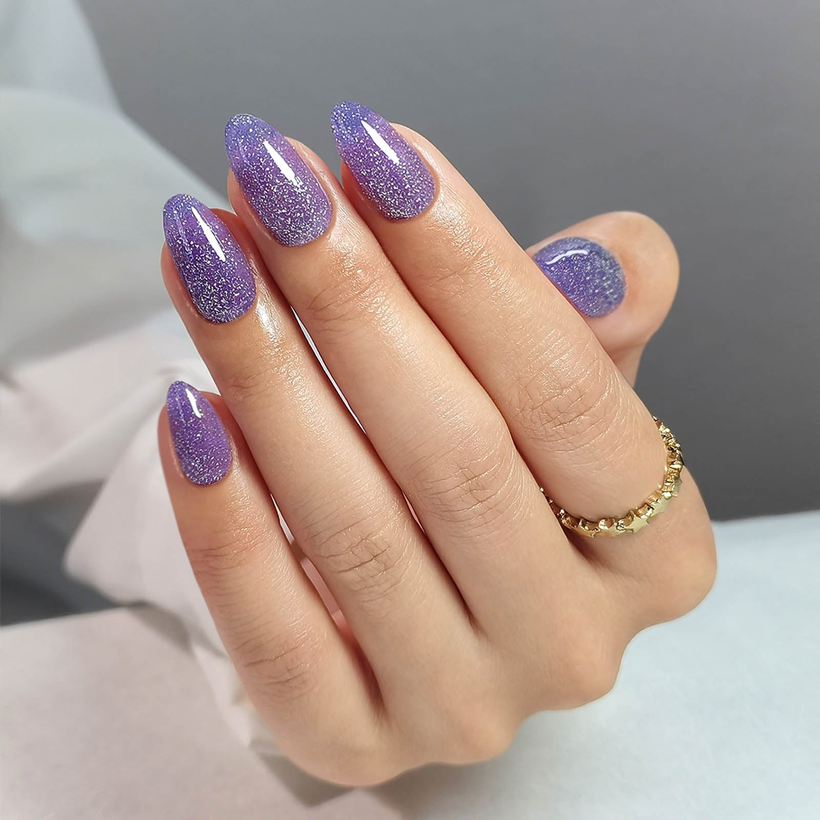 Short Almond Lavender Purple Glitter Dense Short Almond Lavender Purple Glitter Dense — Winter Purple Nails