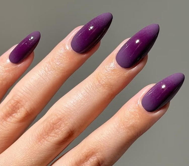 Long Almond Deep To Light Purple Ombre Long Almond Deep To Light Purple Ombre — Winter Purple Nails