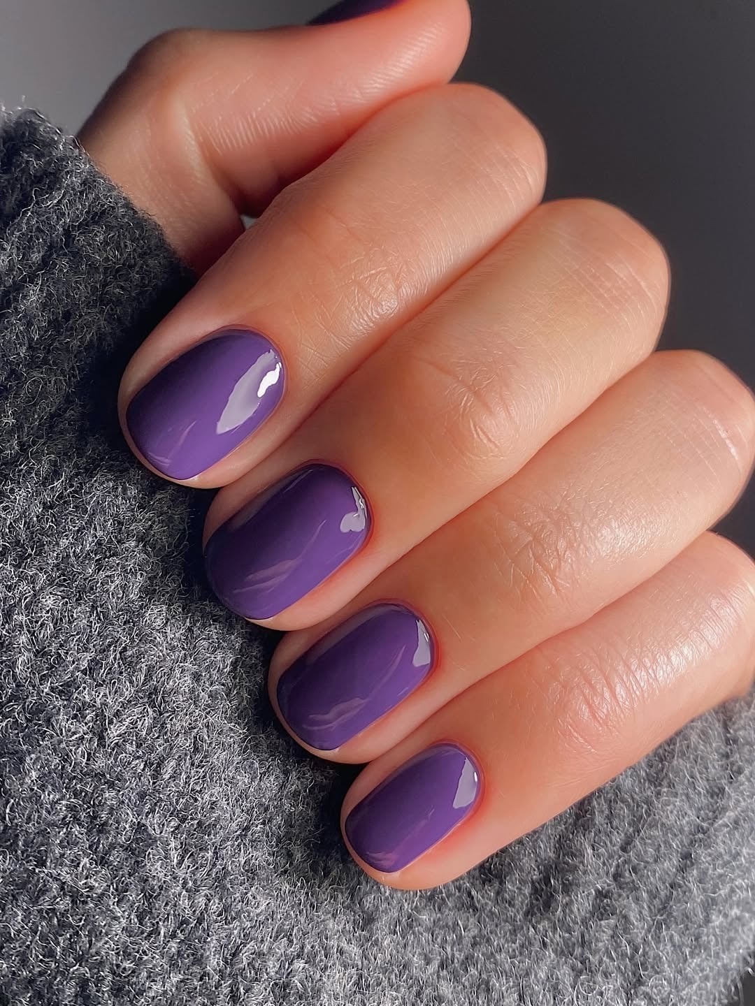 Short Almond Deep Opaque Purple Glossy Short Almond Deep Opaque Purple Glossy — Winter Purple Nails