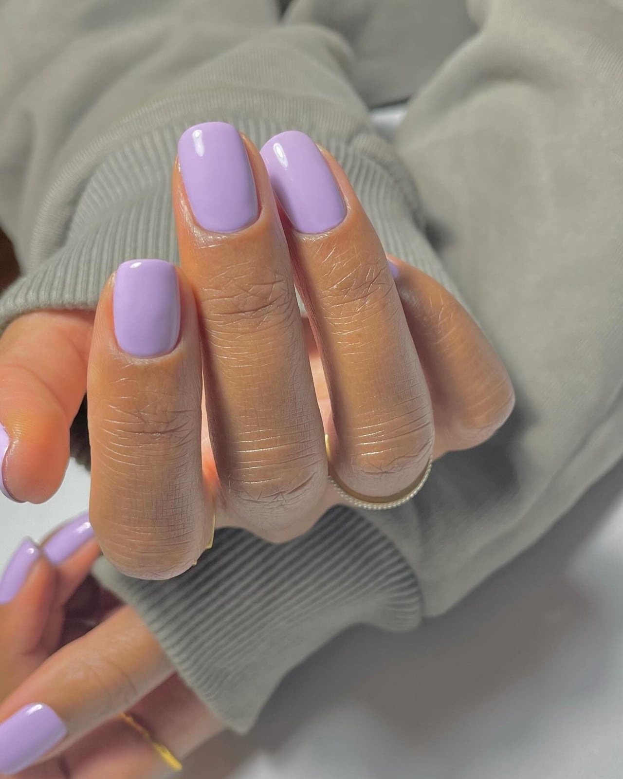 Short Soft Square Milky Lavender Glossy Short Soft Square Milky Lavender Glossy — Winter Purple Nails