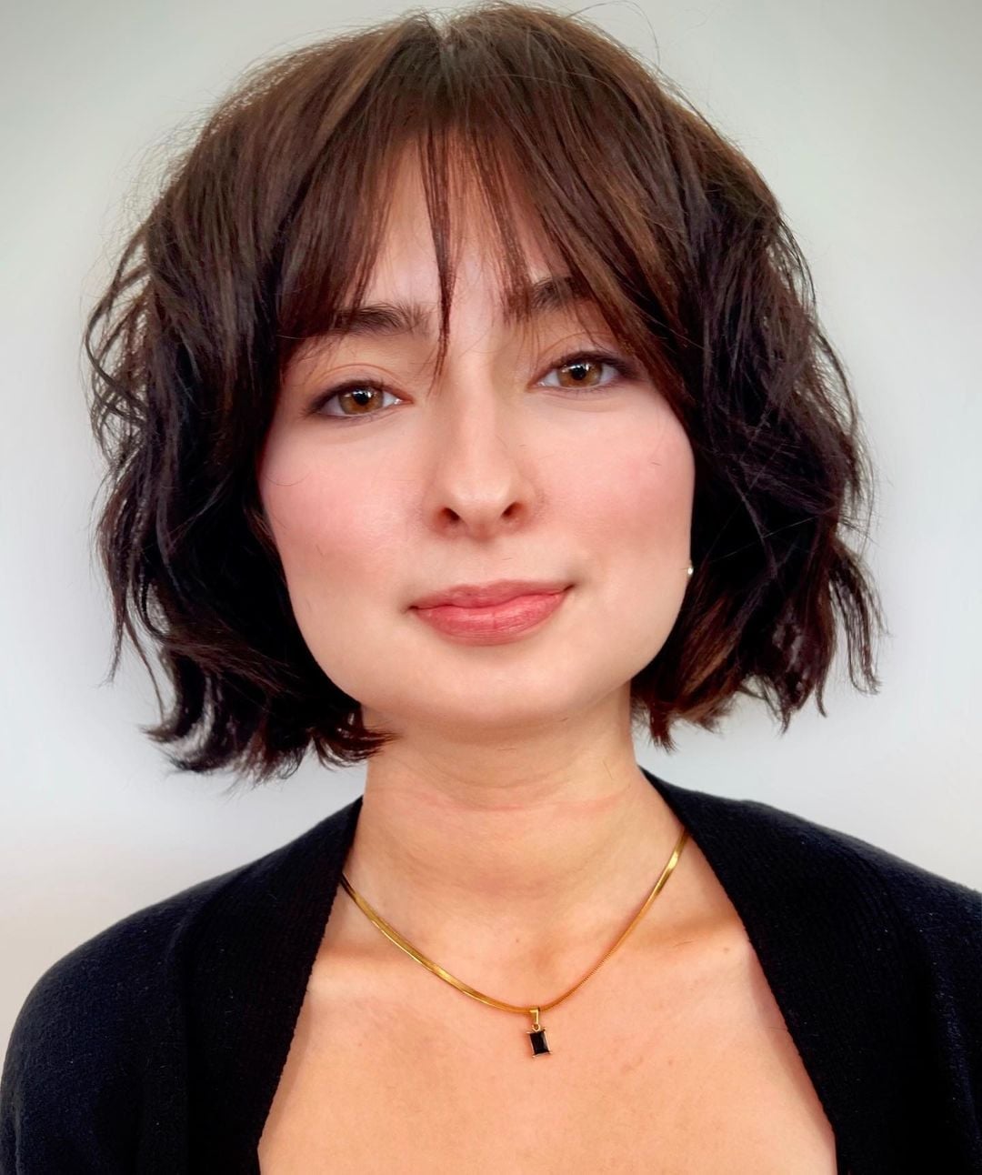 Chin Length Bob With Wispy Side Bangs Chin Length Bob With Wispy Side Bangs — Wispy Bangs