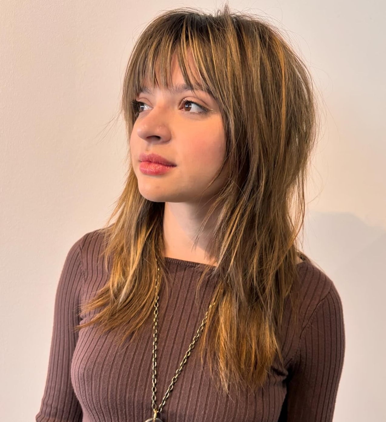 Honey Blonde Wolf Cut With Wispy Bangs, Collarbone